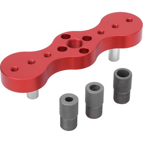 Gabarit de perçage pour tourillons de menuiserie, en alliage d'aluminium, pour trous de 6/8/10 mm (rouge) (1/5)