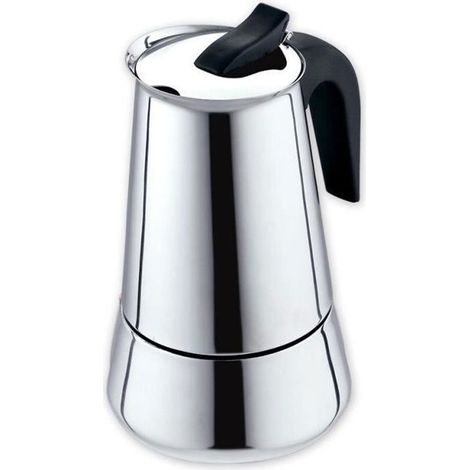 1 cafetière italienne, 6 tasses, 300 ml, acier inoxydable, moka expresso, pour cuisinière classique ou vitroceramique