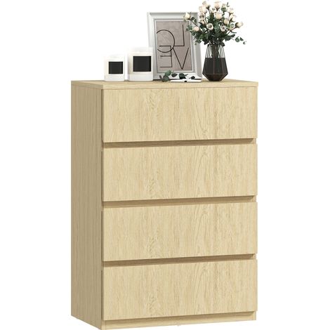 HOMCOM Chest of Drawers, 4 Drawers Storage Cabinet Floor Tower Cupboard for Bedroom Living Room Natural