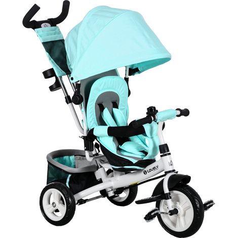 Tricycle pour enfants, vert, vélo pour enfants, panier arrière, porte-gobelet, auvent solaire, métal