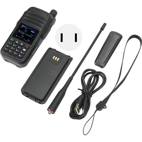 Émetteur-récepteur portable multibande UHF/VHF/AM/FM avec antenne, 5 W, 100-240 V CA, prise américaine. (1/5)