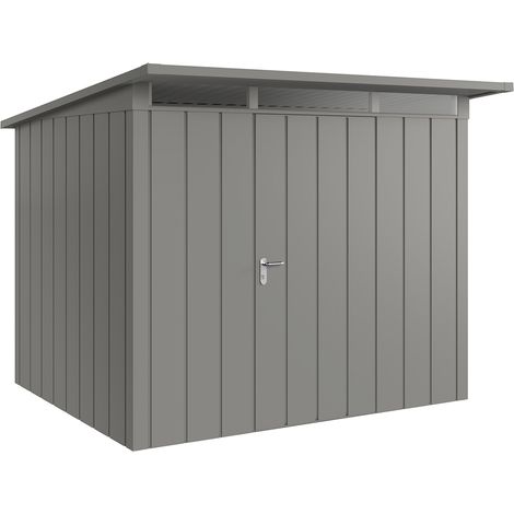 Hörmann Metall-Gerätehaus "Juno" mit Pultdach, JPD9 - Modern, 262 x 214 cm (B x T), graualuminium, 1-flüglige Tür, Anschlag rechts (1/5)