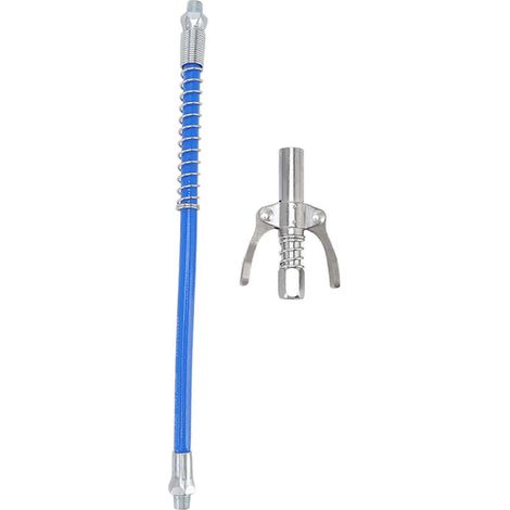 Embout de graissage manuel haute pression avec raccord double verrouillage, tuyau flexible de 30,5 cm, filetage mâle G1/8, pour pistolet graisseur et outillage professionnel. (1/5)