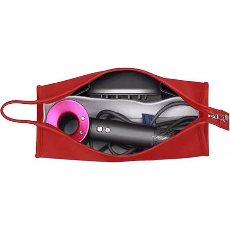 Trousse De Rangement Pour Sèche-Cheveux - 1 Unité - Cuir PU Rouge - Protection Anti-Poussière - Voyage Et Domicile - Compatible Dyson (1/5)