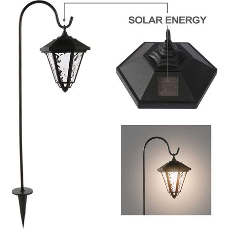 Lustre étanche d'extérieur Hexagonal rétro décoratives, lanternes blanc chaud de jardin avec crochets de berger, solaire (1/5)