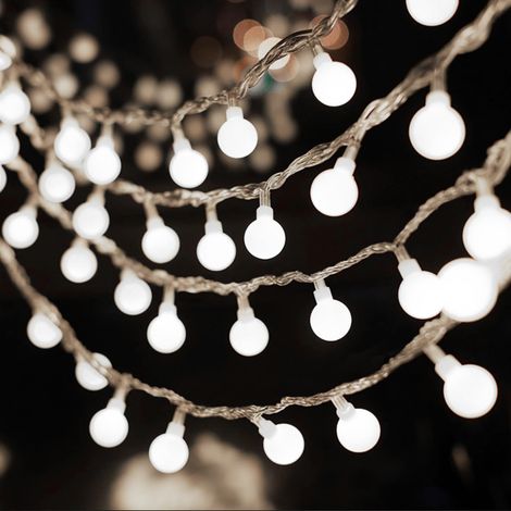 Guirlande lumineuse à piles - 3 m - 20 LED - Guirlande lumineuse d'extérieur - Boule blanche - Fonctionne avec piles - Pour éclairage de jardin (1/5)