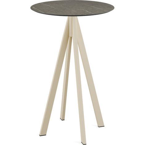 Infinity mange-debout avec piètement sable + plateau HPL Midnight Marble Ø70 cm - Feros (1/3)