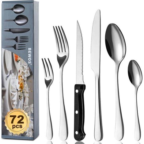 Besteckset 72teilig Edelstahl Steakmesser Service Silver 72 St&xFCck (1/5)