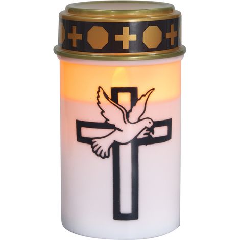 TrendLine LED-Grablicht mit Blumensymbol & Timer Ø 7 x 12 cm warmweiß weiß