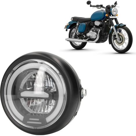 Accessoires moto : phare rond rétro à LED de 6,5 pouces, bloc optique monobloc avec halo. (1/5)