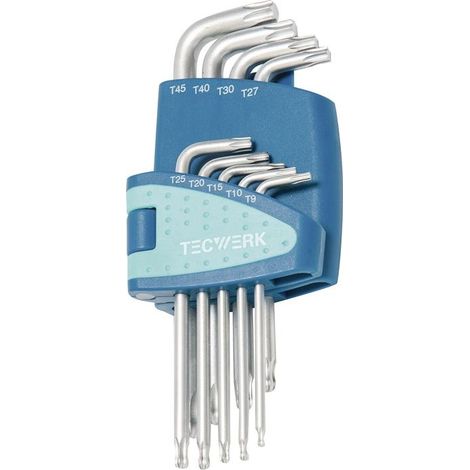 Jeu de tournevis à angle droit 9 pièces T9-T45 avec rotule et support en T TECWERK (1/4)