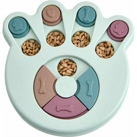 Jouets éducatifs pour chiens, distributeurs de croquettes, jouets interactifs résistants pour chiens, jouets d'entraînement cérébral (bleus) (1/3)