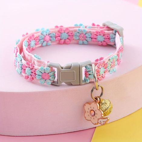 1 Collier en dentelle pour animaux – Collier réglable pour chats avec pendentif, adapté aux petits chats et chiens