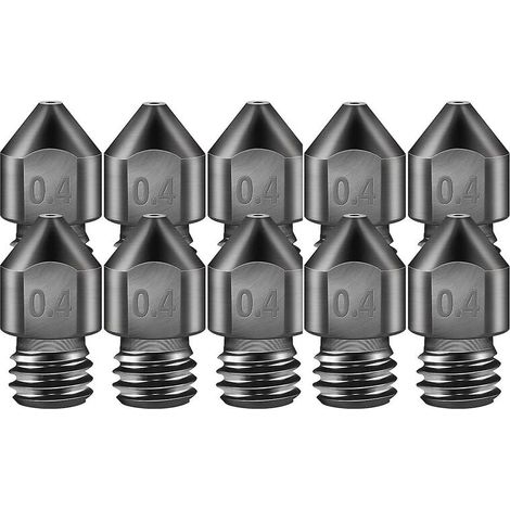 10 Mk8 Extruder Nozzles For 3d Printer 0.4mm High Temperature Hardened Steel Nozzles Compatible With Makerbot, Creality Cr-10 Ender 3, Prusa I3 (1/5)