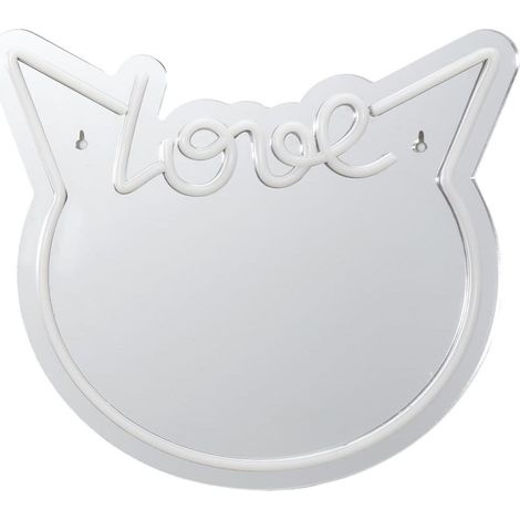 Miroir lumineux chat love kawaii rose style néon avec port USB