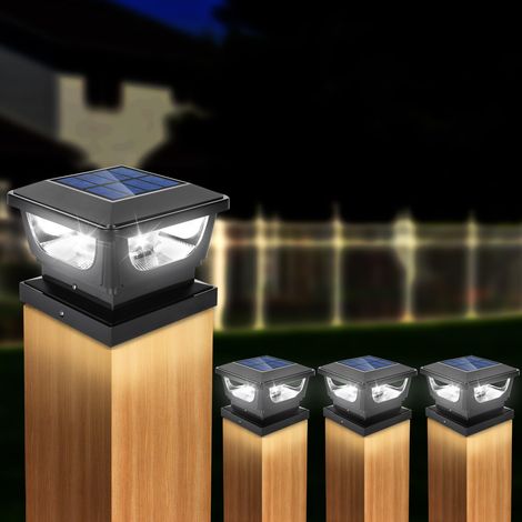 Lot de 4 Capuchons de Clôture de 7x7cm 8x8cm 9x9cm 10x10cm Poteaux de Clôture Cap Light Capuchon pour Poteau, IP65 Étanche, pour Protéger les Poteaux en Bois (1/5)
