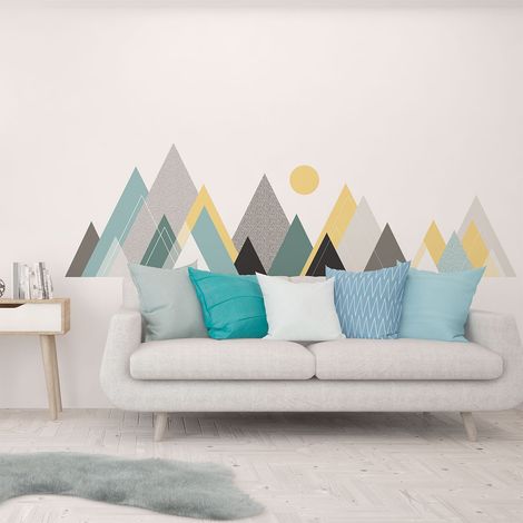 Stickers muraux - Décoration chambre salon - Autocollant Sticker mural géant montagnes scandinaves NEVADA - 60x90cm (1/5)