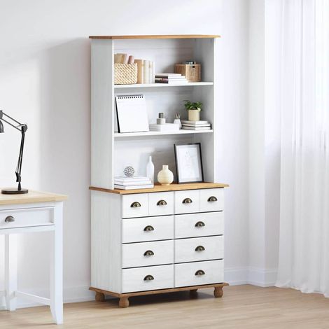 Hutch con cajón ASKIM 91 x 40 x 184 cm Madera de pino macizo vidaXL (1/5)