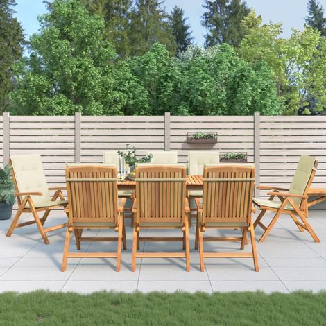 Gartenstühle mit Auflagen 8 Stk. Massivholz Teak (1/5)