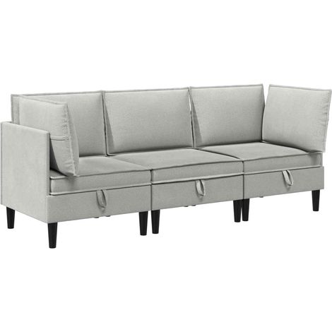 Set di mobili per il soggiorno 3 pcs Grigio chiaro Tessuto vidaXL (1/5)
