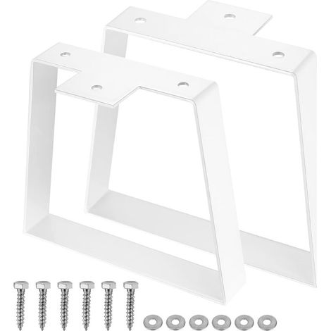 Lot de 2 pieds de meubles trapézoïdaux - 20,3 cm - En métal noir - Pieds en métal noir - Pour cadre de chevet, table basse, buffet (20,3 cm/blanc) (1/5)