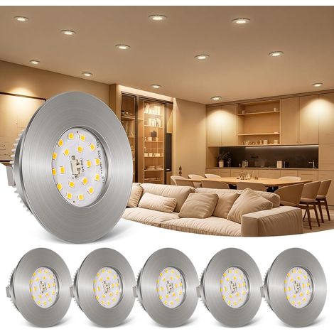 6 W Spot Encastrable LED 230V Blanc Chaud 3000K, Lot de 6 Spots LED Ultra Plats, Étanchéité IP44, Trou Φ 60-65mm, Spots de Plafond Pour Salle de Bain Cuisine Salon (1/5)