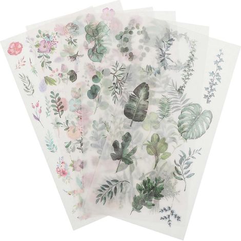 Lot de 2 autocollants pour scrapbooking, feuillage, feuilles et fleurs, décoration d'album photo DIY, étiquette adhésive pour album de journal intime (Cent fleurs et une feuille)-2pcs