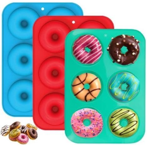 3-teiliges Silikon-Donut-Formen-Set, Silikon-Donut-Formen, 6 antihaftbeschichtete Mulden, Silikon-Donut-Form (1/4)