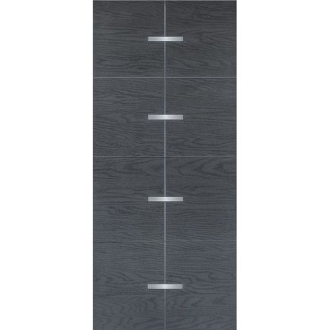 Pannello per Porta Blindata Moderno Inserti Alluminio Rivestimento per Esterno (1/4)