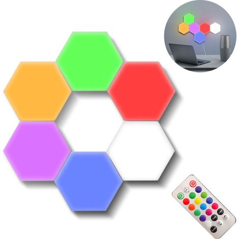 Lot de 6 appliques murales hexagonales modulaires tactiles, veilleuses LED à géométrie créative, idéales pour le salon, la chambre, les amateurs de bricolage et comme cadeau.