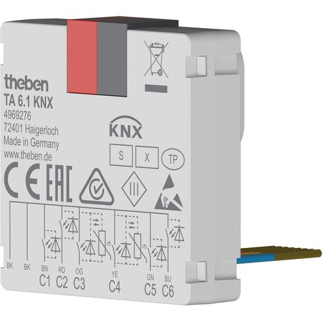 Theben 4969276 TA 6.1 KNX, 6-fach Binäreingang-Tasterschnittstelle KNX TP, KNX Data Secure, 2 NTC Eingänge (für Temperaturerfassung), Leitungslänge bis 30 m (1/5)