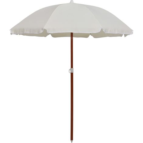 Parasol Rond 190 cm Crème. Poteau en acier. Raffinement et Ombre Terrasse et Jardin (1/5)