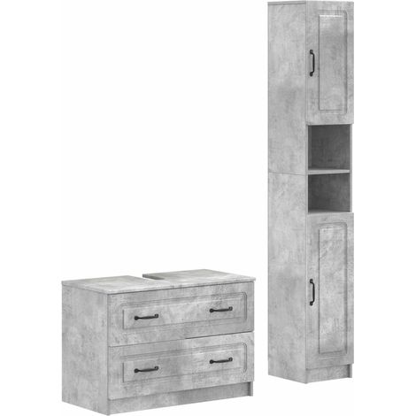 vidaXL Set di Armadi da Bagno da 2 Pezzi UTRECHT Grigio Cemento (1/5)
