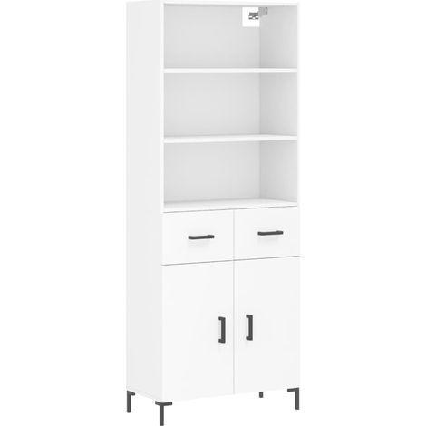 Aparador cómoda mueble de almacenaje organizador cocina salón salón alto 695 x 34 x 180 cm madera de ingeniería blanco 020032606