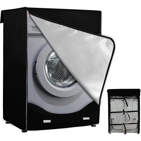 Housse de protection pour lave-linge à chargement frontal - Imperméable et anti-poussière (60 x 64 x 85 cm) Noire (1/5)