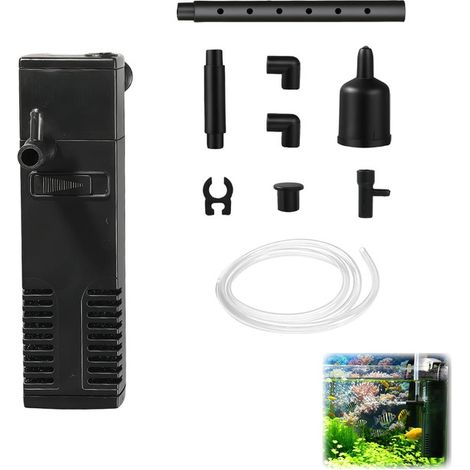 Filtre Interne pour Aquarium 3W, Pompe de Filtration Silencieuse avec Système de Pluie pour Nano Aquarium de 20L à 40L