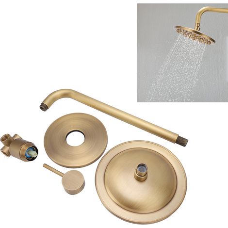 Mitigeur Douche Cascades Style Retro Résistant en Cuivre avec Robinet Thermostatique et Colonne pour Salle de Bain (1/4)