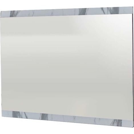 Miroir bois blanc laqué effet marbre Krystal 110cm (1/2)