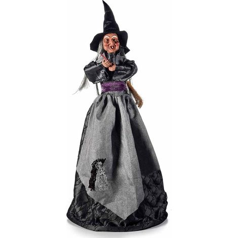 Befana con abito e scopa altezza 95 centimetri decorazione per vetrine e negozi