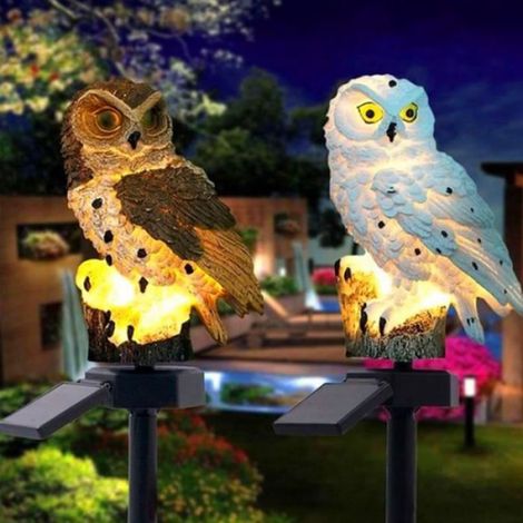 1 Lampe solaire LED hibou imperméable blanc décoratif jardin extérieur (1/3)