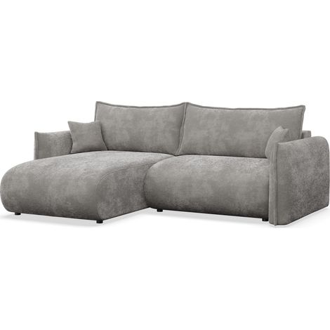 Selsey Cushi – Ecksofa mit Schlaffunktion, Ottomane links, Grau-Chenille (1/5)
