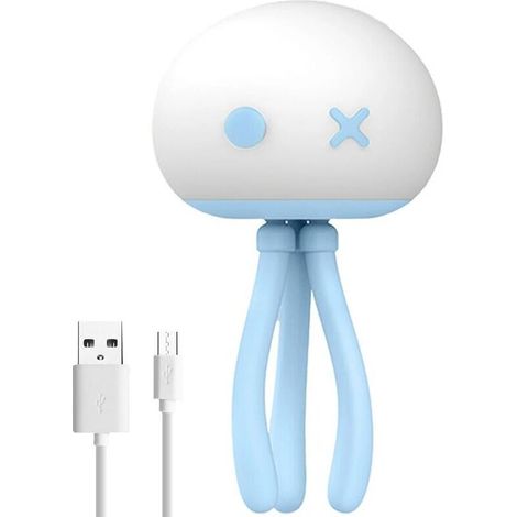 Simpatica lampada a LED a forma di medusa, ricaricabile in silicone, luce decorativa per interni, ideale per un tavolo (1/5)