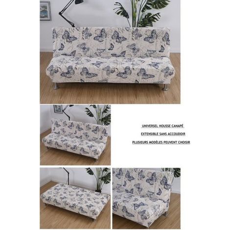 Housse de Canape Clic Clac Extensible 3 Places, Housse de Canapé sans Bras Élastique, Couverture de Canapé Spandex, Style B (1/4)