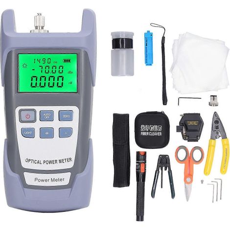 Kit d'outils pour fibres optiques, coupe-fibres, pince à dénuder, localisateur de défauts optiques, pince à trois mors, outil de réglage de longueur bleu K