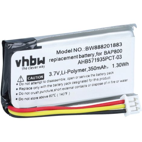 vhbw Batería reemplaza Sennheiser CP-SN800 BAP 800 para amplificador estéreo, amplificador Hifi (350 mAh, 3,7 V, Li-poli) (1/5)