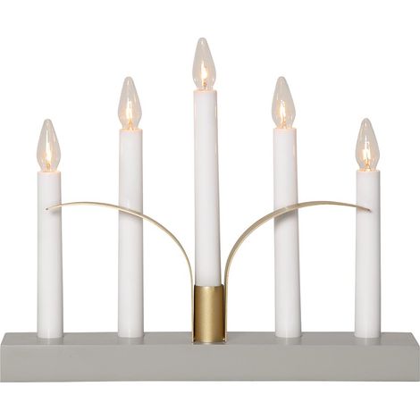 Star Trading Chandelier gris clair 'Lilja' avec détails dorés, 5 ampoules E10 remplaçables, L 30 cm