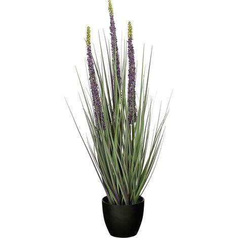 Plante Artificielle Graminée Eremurus en Pot Décoration Intérieur Vert et Violet 80 cm - PANGIVO (1/5)