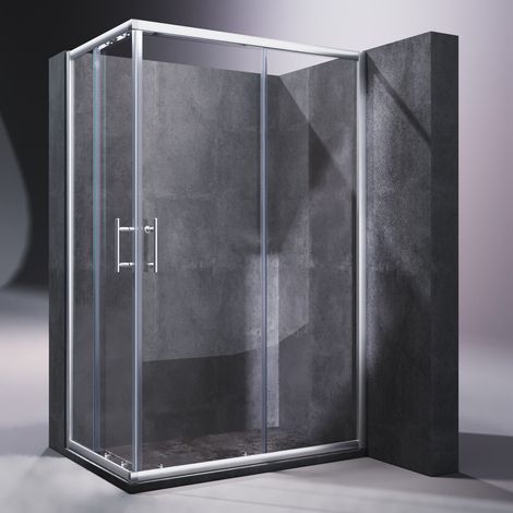 SONNI Duschkabine Eckeinstieg Doppel Schiebetür Eckdusche ESG Sicherheitsglas Schnell Freigabefunktion 120x100x185cm