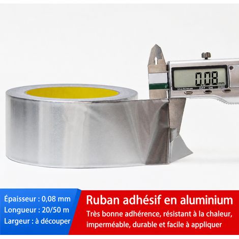 Ruban adhésif aluminium isolant et étanche 0,08 mm 50 mm x 10 m 0.08 mm 50mm 10 300 g – Livraison gratuite