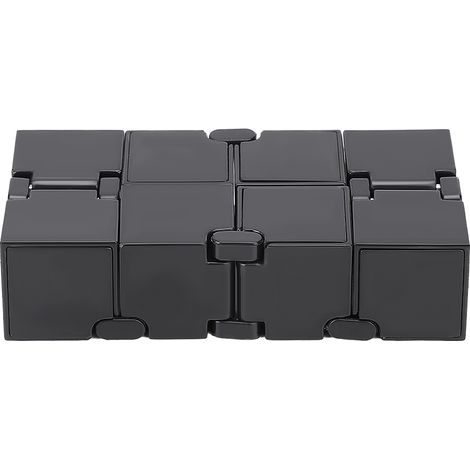 Boule en acier solide cubique anti-stress créative, accessoire de bureau compact et tendance, jouet de décompression noir. (1/5)
